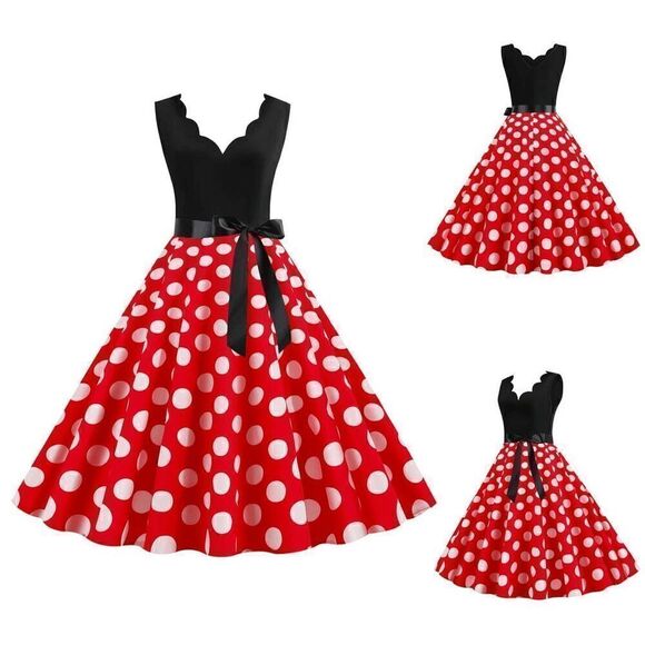 ❤ 4PCS Bundle Minnie Mouse Costume 1950s Retro Pinup Dress & Accessories L NEW - Picture 7 of 12